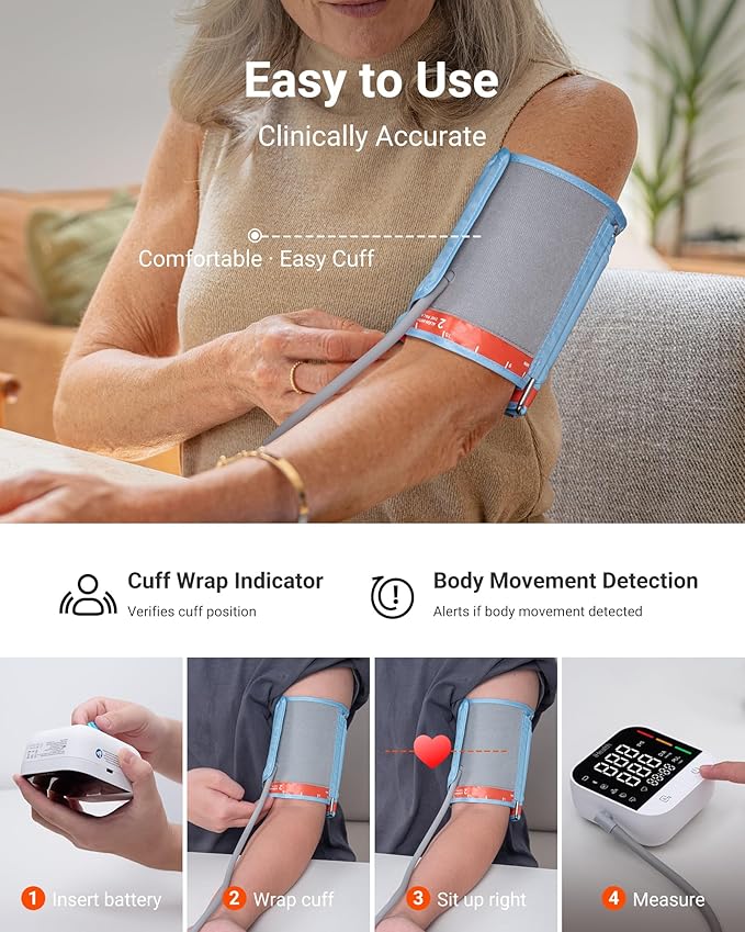 iHealth Track Pro Upper Arm Blood Pressure Monitor, Full-View LED Screen, Body & Cuff Detection, App-Enabled for iOS & Android, Adjustable Cuff Large Adults Arm Friendly