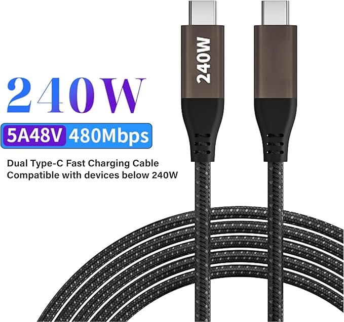 800W USB-C Charging Station GaN III 10-Port & 6.6ft 240W Cable, Compatible with iPhone, ipad, Samsung, Pixel, MacBook and Notebook etc.