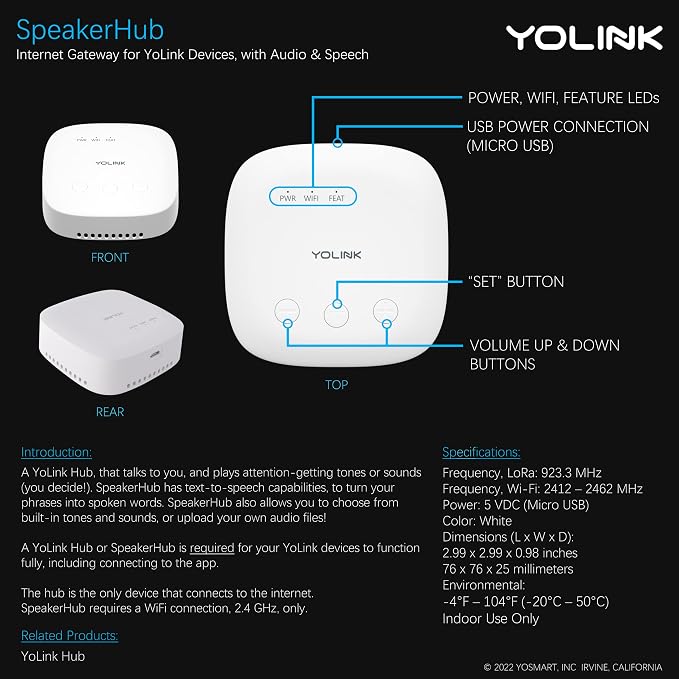 YoLink SpeakerHub & Two Motion Sensor Smart Home and Security Kit – Audio Hub - Image 4