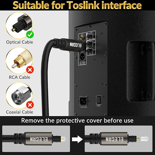 Elecan Optical Audio Cable 8 Ft/2 Pack Digital Audio Toslink Cable Cord-Fiber - Image 5