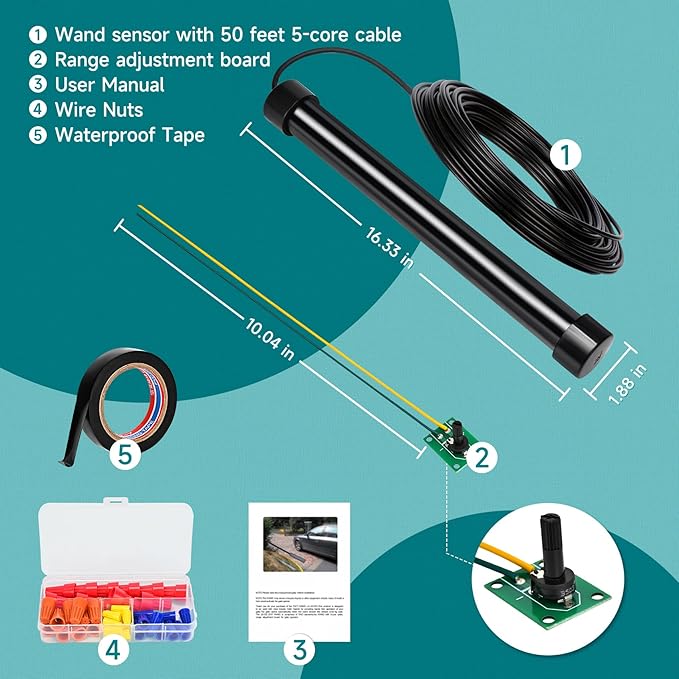 2026 Upgraded Vehicle Exit Sensor, Automatic Gate Opener Car Detector with 50 ft Cable, Compatible with Mighty Mule,Ghost Controls,LiftMaster Vehicle Door Opening Systems