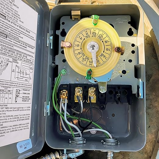 careNEW T101 Mechanical Timer Switch - 120V 2HP 40A SPST Electromechanical Timers, 12 ON/Off 24 Hour Timer with Tripper for Lights, Pool Pumps, Water Heater Fans & HVAC Systems