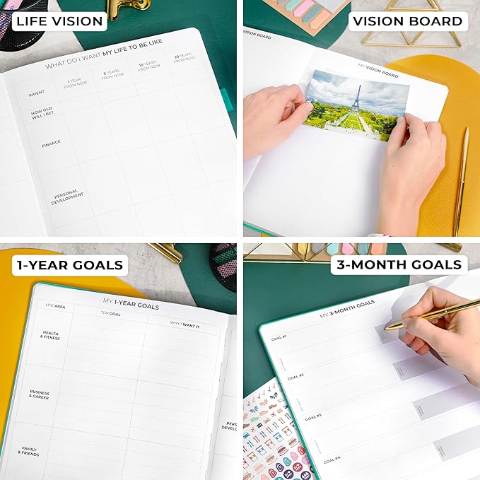 Clever Fox Planner Pro Premium – Luxurious Weekly & Monthly Planner with Budget Organizer for Productivity & Goals, Undated, A4 (Viridian)