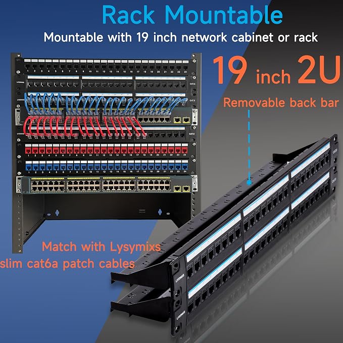 48 Port RJ45 Cat6 Patch Panel, 19 Inch, Easy Install & Repair, Rack Mountable - Image 6