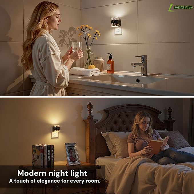 L LOHAS LED Motion Sensor Night Light, Bubble Night Lights Plug into Wall,2 Pack 5CCT Color Temperature Change Night-light,Dimmable Nightlights with Dusk to Dawn Sensor for Rooms Bathroom Hallway