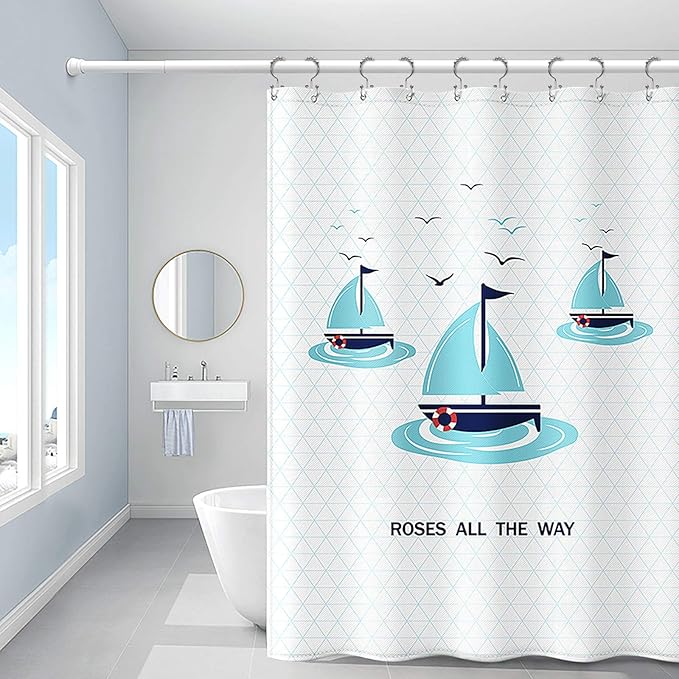 Shower Curtain Hooks, Goowin Shower Curtain Rings, Stainless Steel Shower Curtain Hooks Rust Proof Free Sliding Double Shower Hooks for Curtain, Shower Curtains & Liners (Chrome)