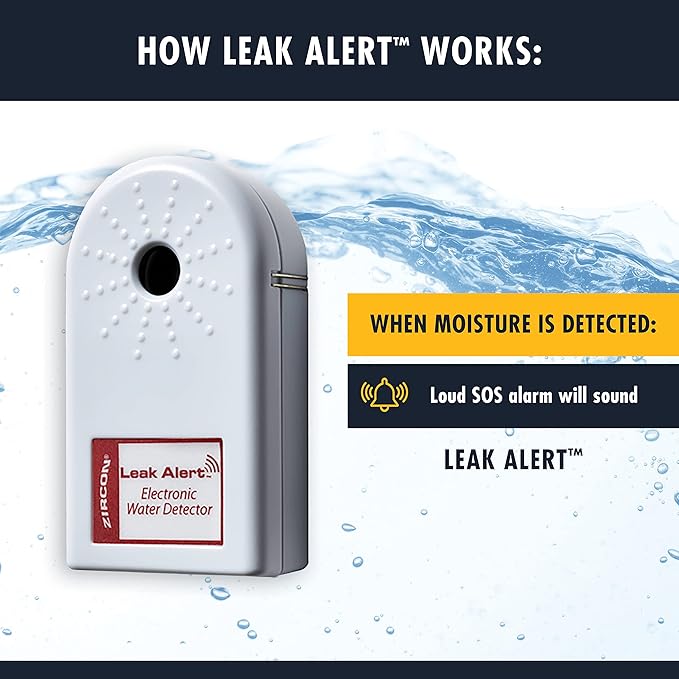 Zircon Leak Alert Electronic Water Leak Detector & Flood Sensor Alarm with 90dB Audio Dual Leak Alarms, 1 Pack,White