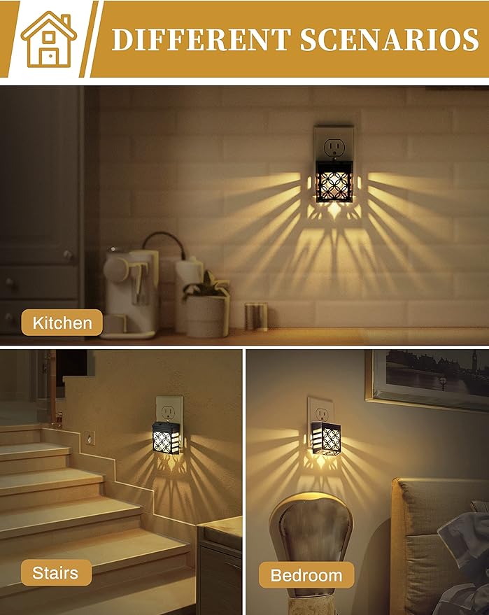 DORESshop Plug in Night Light [4 Pack], Night Lights Plug Into Wall, Dusk to Dawn Sensor, Adjustable Brightness, Decorative Nightlight for Bathroom, Hallway, Stairway, Soft White