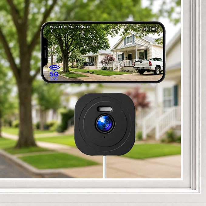 4MP 2K Window Camera, No Glare Thru-Glass Full-Color Night Vision, 2.4GHz & by Unknown