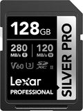 Lexar 128GB Professional SILVER PRO SD Card, Full HD, by Lexar
