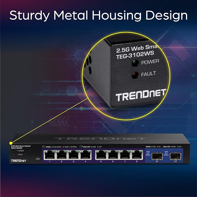 TRENDnet 10-Port Multi-Gig Web Smart Switch, TEG-3102WS, 8 x 2.5GBASE-T Ports - Image 7