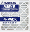 Filter King 21.25x21.25x1 Air Filter | 4-PACK | MERV 8 HVAC Pleated A/C Furnace Filters | MADE IN USA | Actual Size: 21.25 x 21.25 x .75"