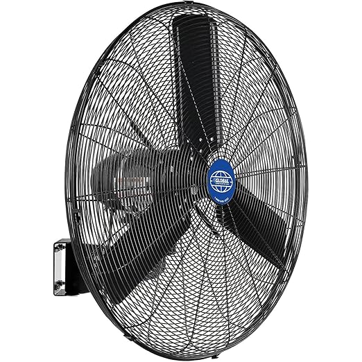 Global Industrial 30" Outdoor-Rated Oscillating Wall-Mount Fan, 2 Speed, 8,400 CFM, 3/10 HP, Black Powder Coat Finish, For Commercial & Industrial Use