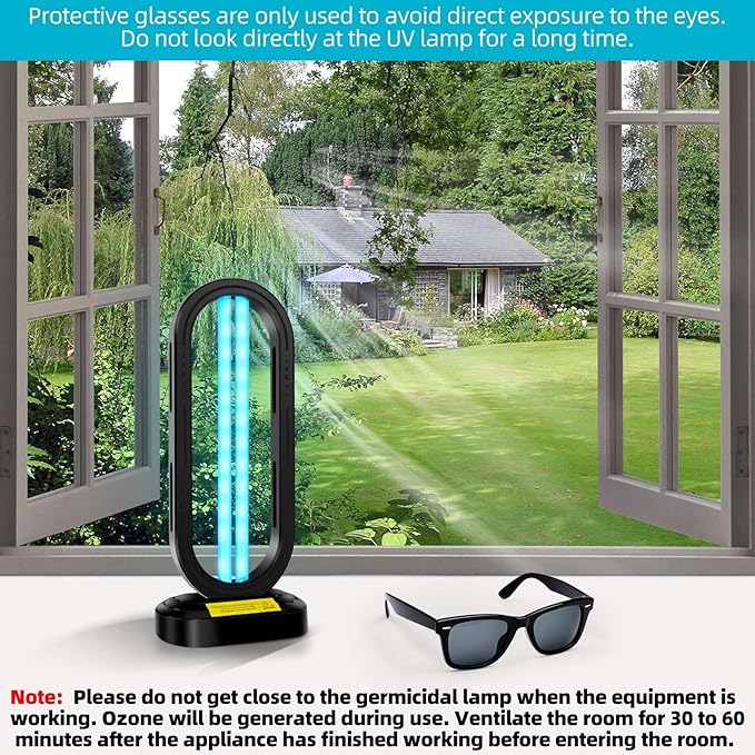 UV Light Sanitizer,4-Speed Timing and Remote Control UVC Home Disinfection Device,Portable Ultraviolet Light Sanitizer Effectively Mold Remover and Dust Mites,UV Lamp for Whole Room,Black