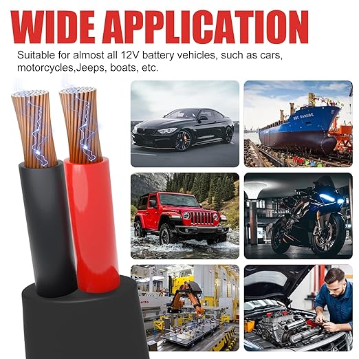 16 Gauge Wire 2 Conductor Electrical Wire, 16 AWG 1.309mm² Wire PVC Cord,12V/24V DC Low Voltage/Copper-clad Aluminum(CCA)Flexible/2 Wire for Automotive Wire LED Strips Lamp Lighting Marine(15.3M/50FT)