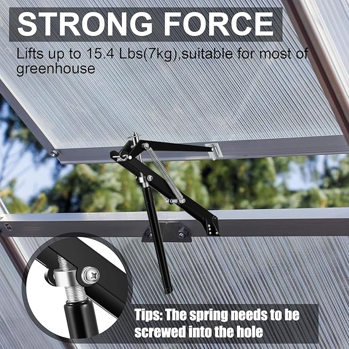 Amylove 2 Pcs Dual Spring Automatic Roof Vent Opener Greenhouse Accessories Solar Greenhouse Heater Sensitive Ventilation Kit Automatic Window Vent Opener Replacement for Gardening