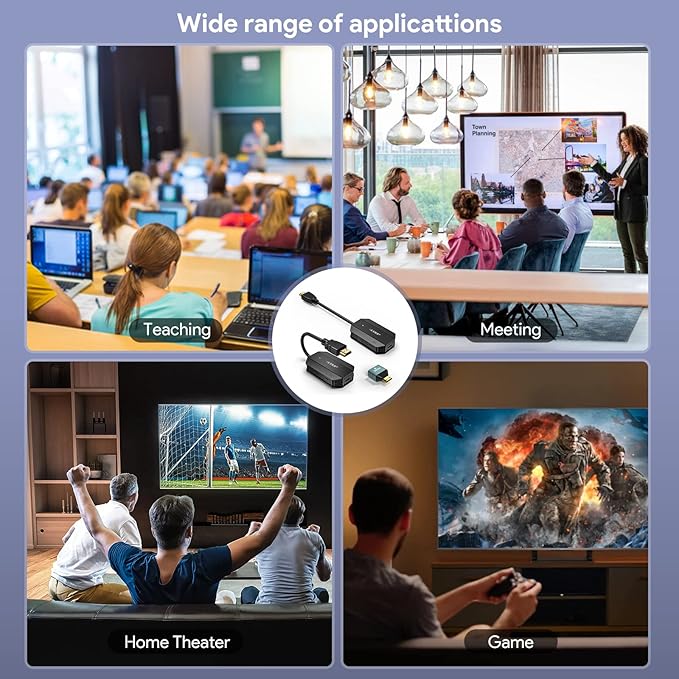 EDUP Wireless HDMI Transmitter and Receiver 4K Decode Input 1080P Output, Plug & Play, 165FT /50M Long Range Wireless HDMI Extender Low-Latency for Video/Audio to Monitor from PC/Projector/TV Box