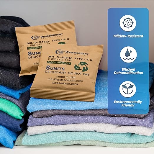 Wisesorb Kraft Clay Desiccants Packs for Safe, 264 Gram 2 Packs Dehumidifier for Gun Safe, Military Grade Moisture Absorbers, Conforms to MIL-D-3464E Type I & II Absorbents