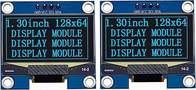 Haldzemo 1.3 inch OLED Display Module I2C IIC 128x64 LCD Screen S H1106 12864 Compatible Arduino (2 Pack, Blue)