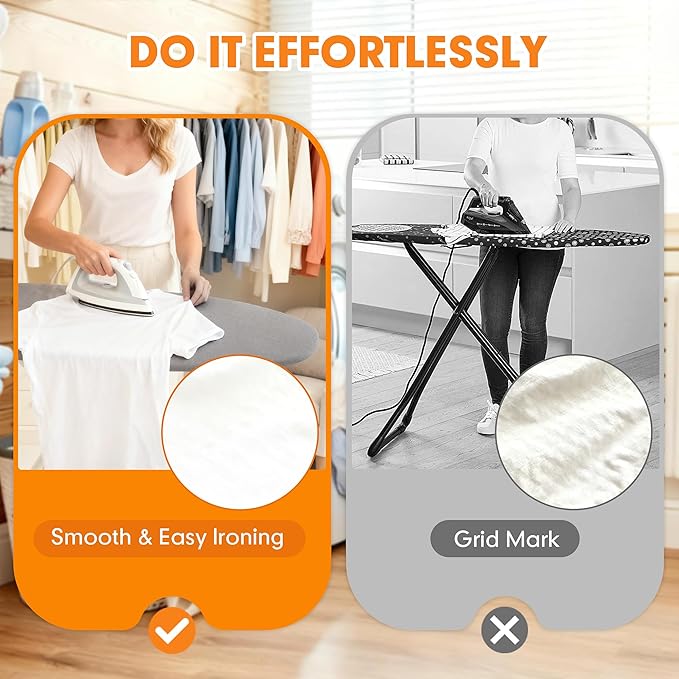 Ironing Board Cover and Pad, 21x54 Extra Large Thick Iron Padding, Scorch & Stain Resistant Ironing board cover, Heavy Duty Iron Board Padded with Adjustable Fasteners Durable Elastic Edge, Grey