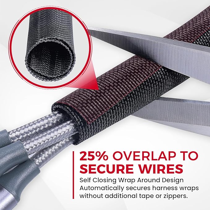 Sonoreboom Braided Wire Loom Mesh Woven Black Split Sleeving for Automotive Wires/Audio Video Cable/Multi-Cable Strings (1/4" - 28 Feet)