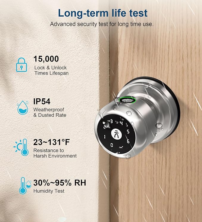 Fingerprint Door Lock, Smart Fingerprint Door Knob - Image 3