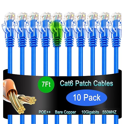 Cat6 Ethernet Patch Cable 7 ft, Cat6 by Lysymixs
