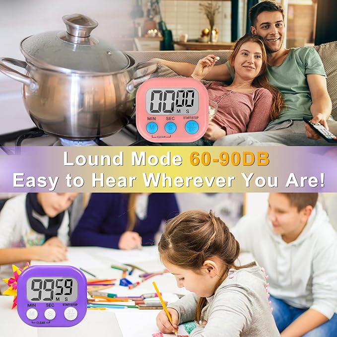 ZILLEEN Classroom Timer for Kids Teachers 2 Pack Digital Timers, Purple & Pink