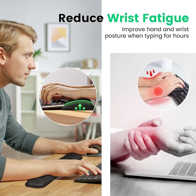 MEKASS Keyboard Wrist Rest for 60% Compact Keyboard, Ergonomic Soft Memory Foam Wrist Support with Non-Slip Silicone Base, Keyboard Pad Relieve Wrist Pain from Laptop, Computer, Typing (Pink)