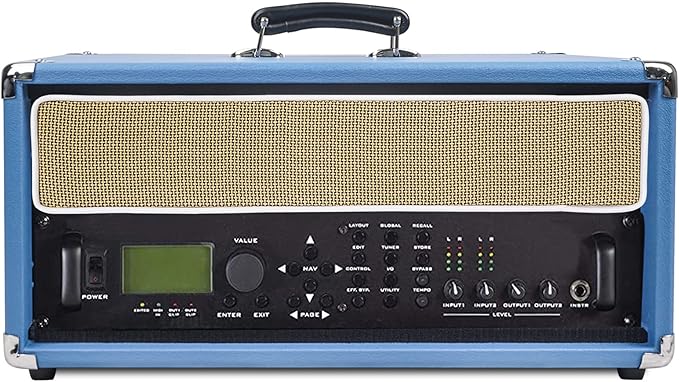 Sound Town Vintage 4U Amp Rack Case, 12.5" Depth with Rubber Feet, Dust Cover, Kickstand, Beau Blue (STVRC-4BL)