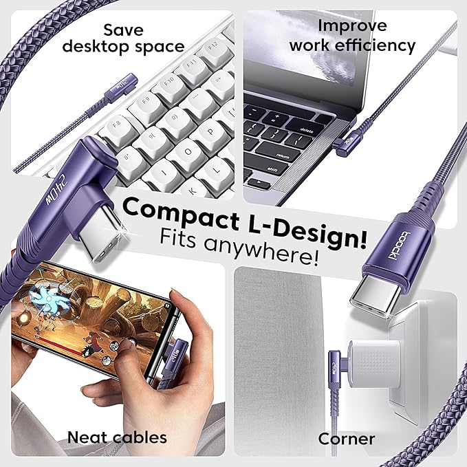 USB C Cable [2Pack, 6.6ft] 240W Fast Charging Type C Cord, Nylon Braided USB 2.0 Cable for iPhone 17 16 15 Pro Plus Pro Max Air, iPad Pro, Samsung Galaxy S24 S23, Switch, MacBook Pro, Pixel-Purple