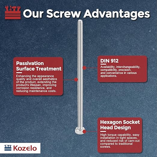 Kozelo 20pcs Socket Head Cap Screws - [M2-0.4 x 40mm] 304 Stainless Steel Allen Socket Drive for Electrical Motor 3D Printing Fan Engine Replacement Use, Silver