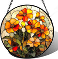 CRISGIF Stained Glass Window Hanging - Orange Marigolds Flowers Suncatcher for Door Garden Yard Sun Catchers Decor Christmas Mother's Day Birthday Gifts for Women Mom Nana Girlfriend Men 9.8 in