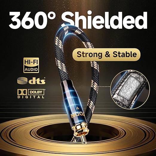 TODN Digital Coaxial Cable 75-Ohm Audiophile SPDIF Coax Audio Cable RCA to RCA for HiFi Systems (6.5ft /2m)