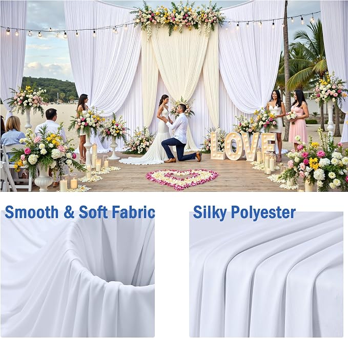 12ft x 10ft White Backdrop Curtains - Image 3