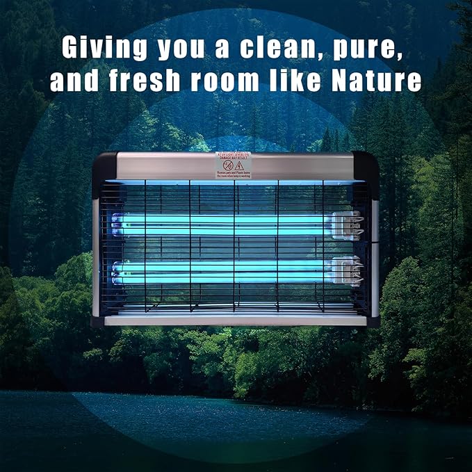 UV Light Sanitizer with Ozone 76 Watts (2x38W), UVC Disinfection Lamp w/Remote Control, Odor and Dust Mite Removal, Ultraviolet Light for Kitchen/Basement/Bathroom Black