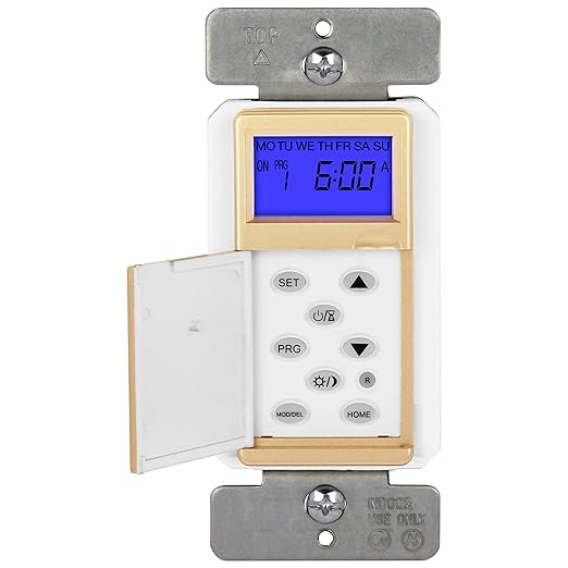 TOPGREENER Digital Astronomic Timer Switch, 7-Day Programmable Sunrise Sunset, Single Pole or 3-Way, Neutral Wire Required, 120VAC, UL Listed, TGT01-H-GD, Gold
