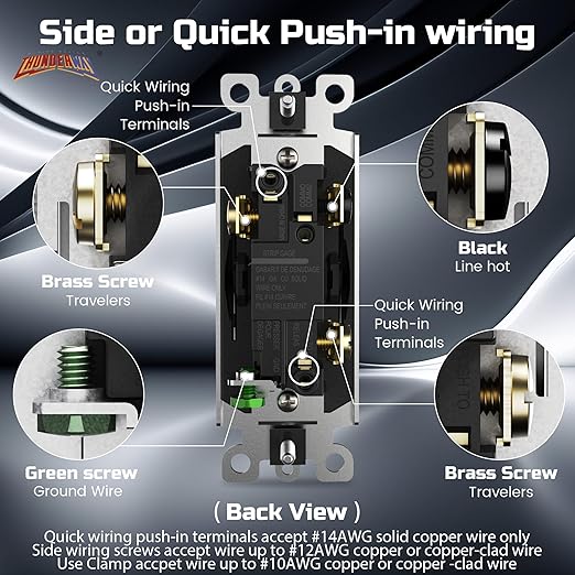ThunderWay Matte Black 3 Way Decorative Light Switch with Plate, 15 A 120/277 V Rocker Paddle Wall Switch Replacement, Self-Grounding, Residential Grade, Wall Plate, UL Listed (20 Pack)