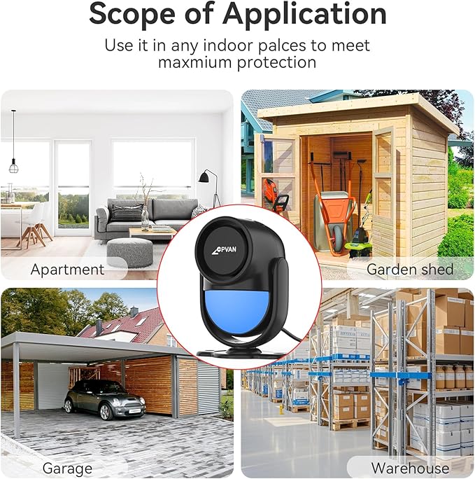 CPVAN WiFi Motion Sensor Alarm, 125dB Wireless DIY Smart PIR Motion Detector with Door/Window Sensor for Home Security System - On Spot Alarm & APP Alert, Black