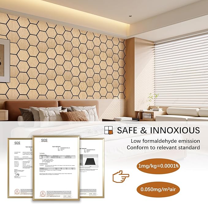 Hexagon Acoustic Wall Panels, Self-Adhesive Sound Absorbing Wall Panel by ARMURO, 4 Pack Covers 19.27 Sq Ft, Peel and Stick Noise Reducing for Home Office Studio Bedroom Wall Decor