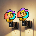 L LOHAS LED Night Lights Plug into Wall, Night Light with Light Sensor, 3000K Soft White, 0-100LM Brightness Adjustable, Acrylic Rose Nightlight for Bathroom Bedroom Hallway[2 Pack]
