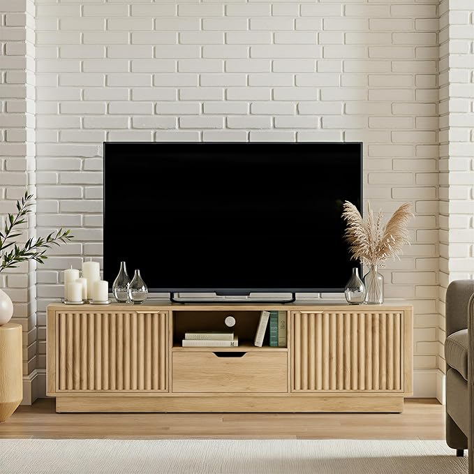 Lab Cosi TV Stand for TVs up to 80'',Modern TVStand with Drawer Storage,TV Console with Adjustable Shelve Storage