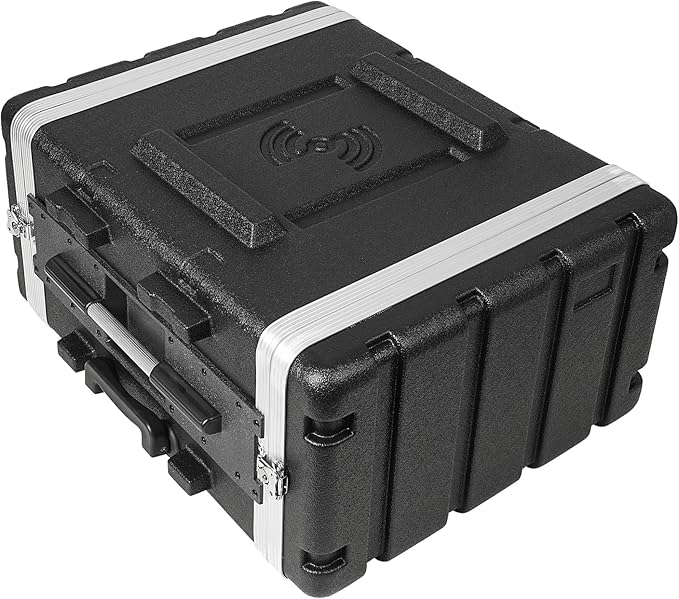 Sound Town Lightweight 6U PA DJ Rack/Road Case with 5U Rack Space, ABS Construction, 19” Depth, Retractable Handle, Wheels and Heavy-Duty Latches (STRC-A6UT)