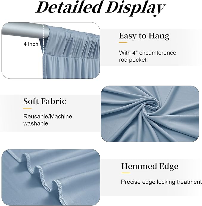 50ft x 15ft Dusty Blue Backdrop Curtains - Image 5
