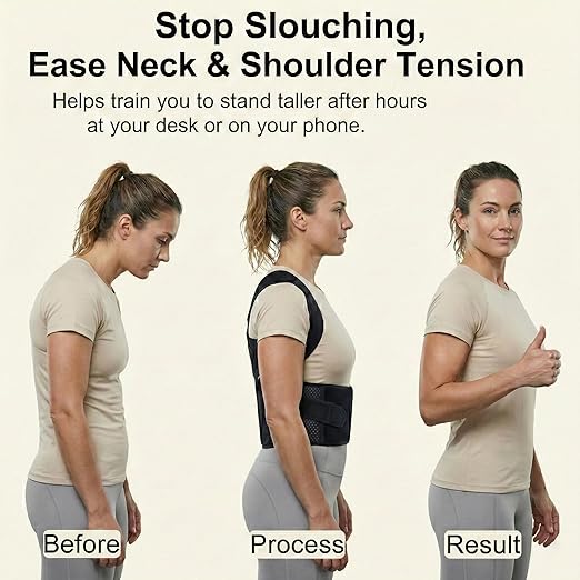 Full Back Posture Corrector for Women & Men – Pull-Back System Posture Brace – Wide Soft Straps, Breathable Mesh, Adjustable Support for Slouching, Rounded Shoulders & Upper Spine Pain Relief
