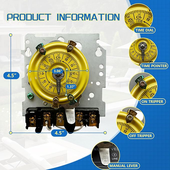 T104M Electromechanical Timer Switch Versatile Scheduling Manual Override,Mechanism Only
