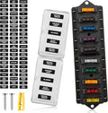 RED WOLF Car 10 Way Fuse Block Blade Fuse Box Standard Circuit Fuses Holder Fit Car Trailer Truck SUV Boat Marine Auto RV Power Distribution Panel Damp-Proof Cover DC 10-32V