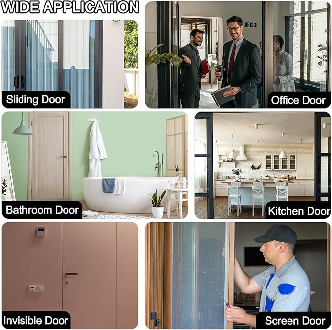 MECCANIXITY Punch-Free 800g Automatic Sliding Screen Door Closer, Multifunctional Storm Sensor Door Closer with Steel Drawstring for Bedroom Storm Bathroom Study Room (White Pack of 4)