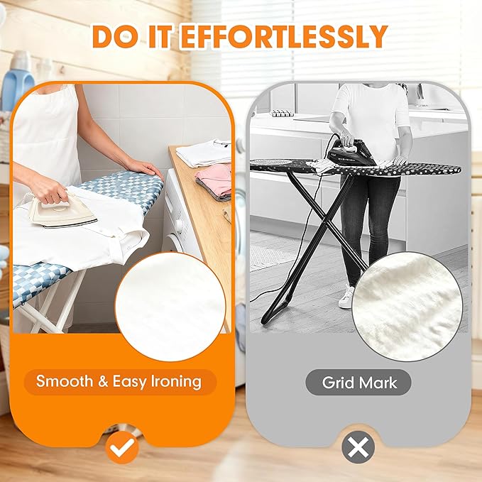 Ironing Board Cover and Pad, 18x49 Extra Wide Thick Iron Padding, Scorch & Stain Resistant Ironing board cover, Heavy Duty Iron Board Padded with Adjustable Fasteners Durable Elastic Edge,Aqua Blue