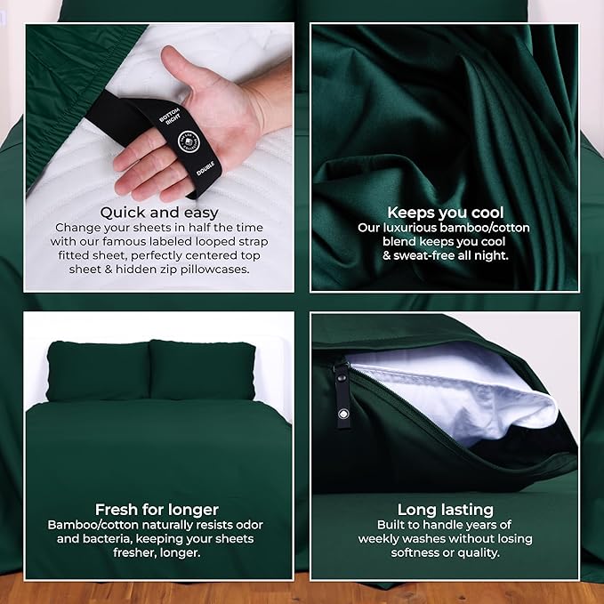 THE LAD COLLECTIVE 3.0 King Bedding Set - 4-Piece Bedset w/Fitted Sheet, Top Sheet & 2 Standard Pillowcases [Duvet Not Included] - Bamboo-Cotton - Cascade